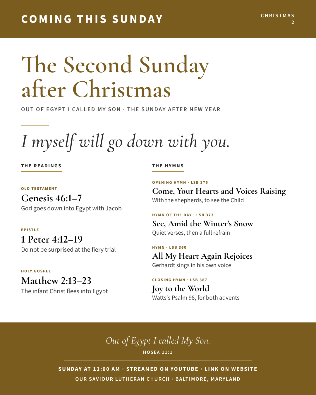 Coming this Sunday: The Second Sunday after Christmas