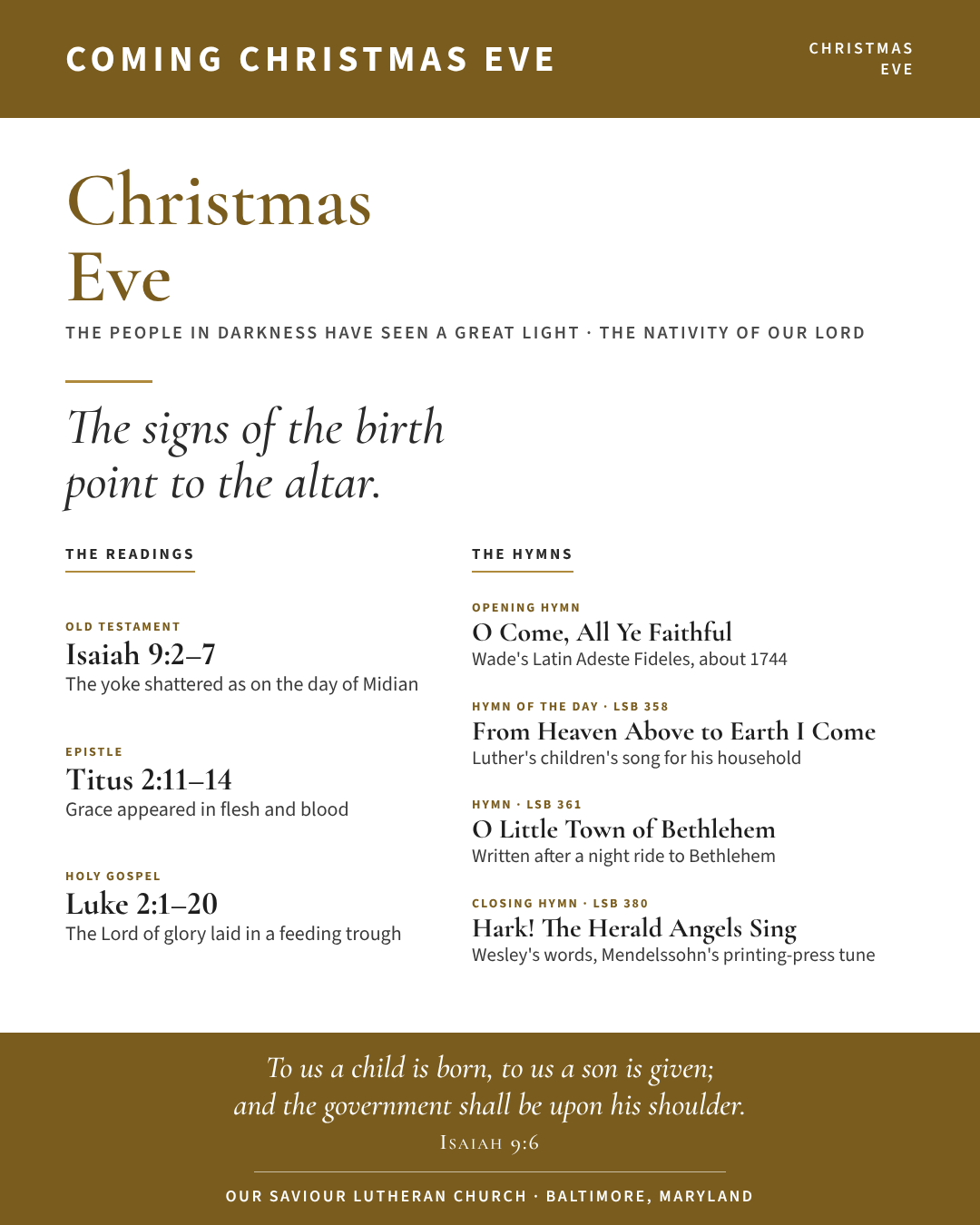 Coming this Sunday: Christmas Eve