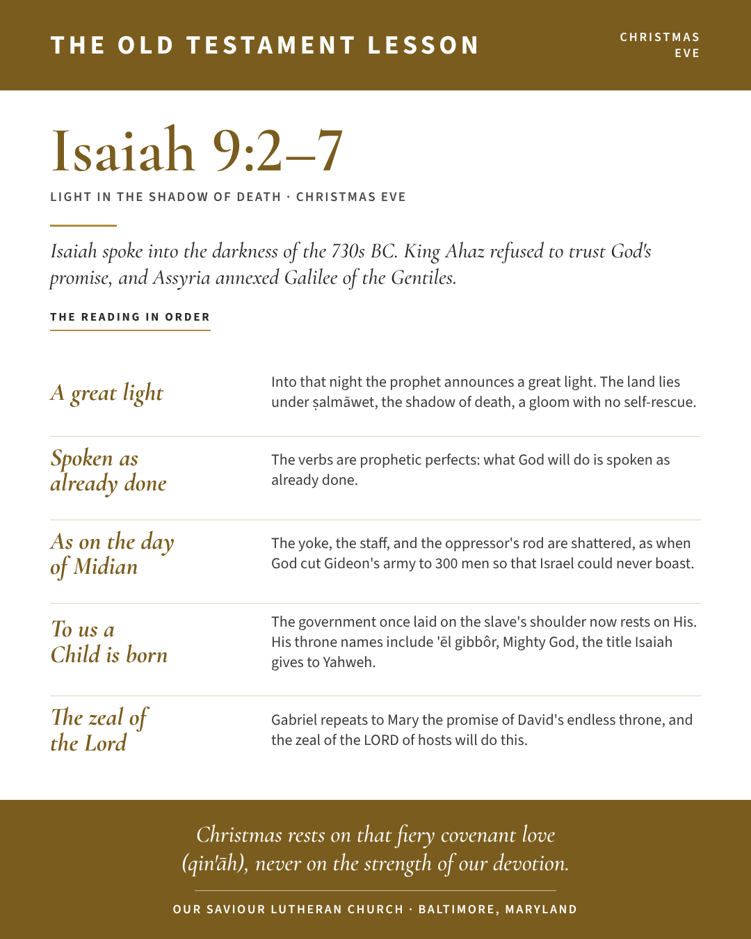 The Old Testament for Christmas Eve: Isaiah 9:2–7
