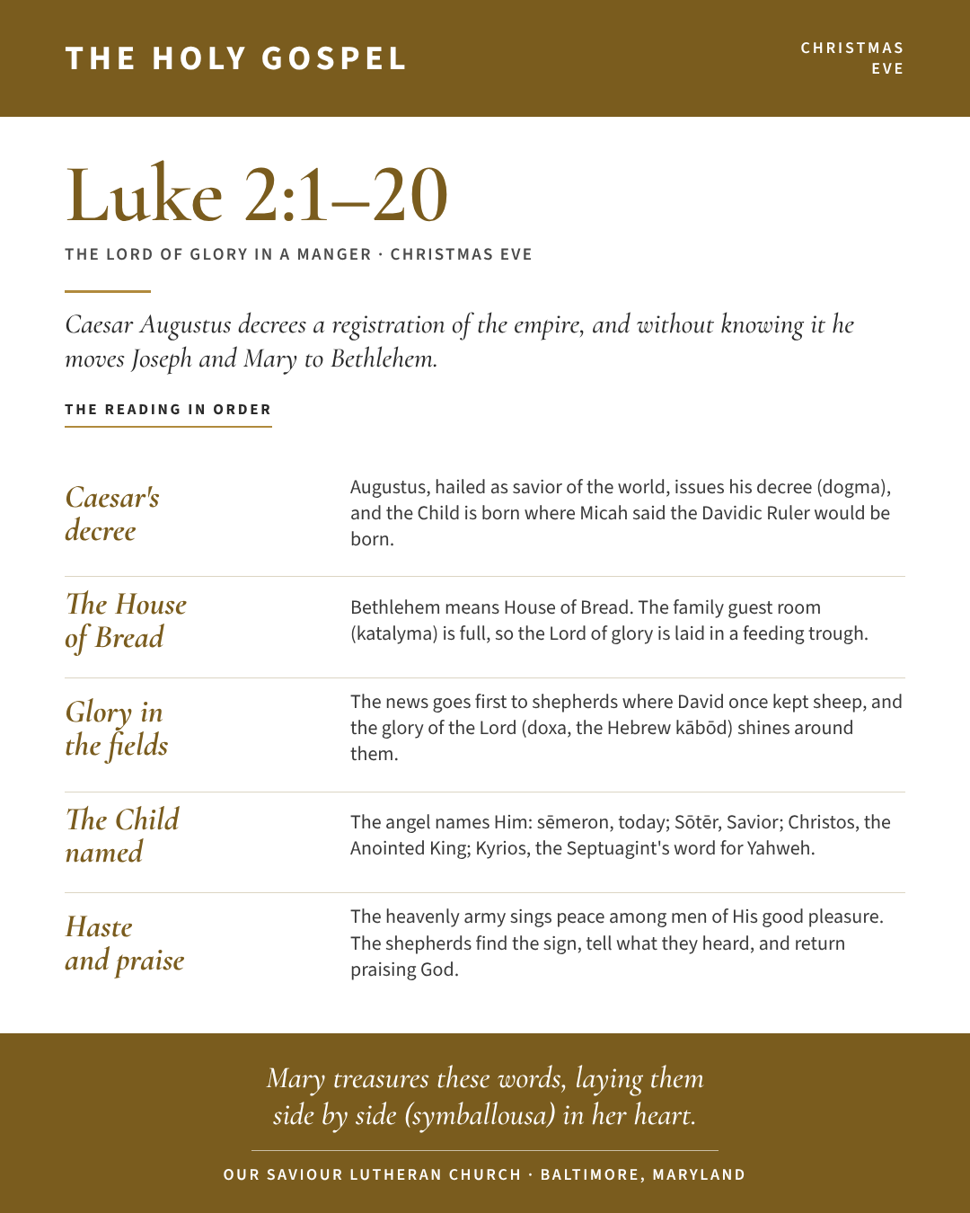 The Holy Gospel for Christmas Eve: Luke 2:1–20