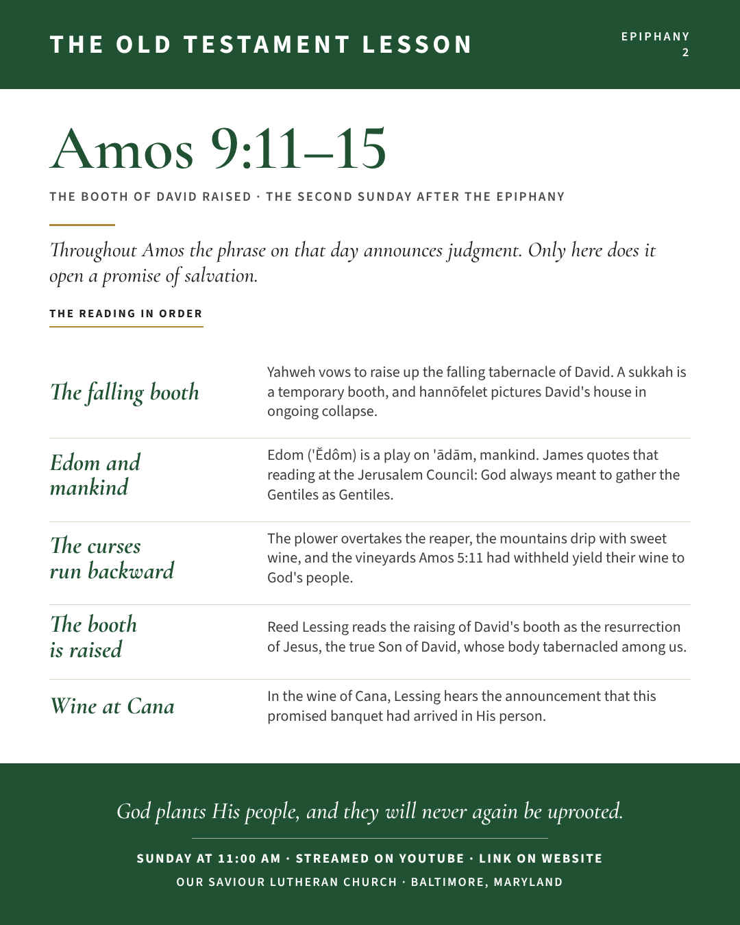 The Old Testament for The Second Sunday after the Epiphany: Amos 9:11–15