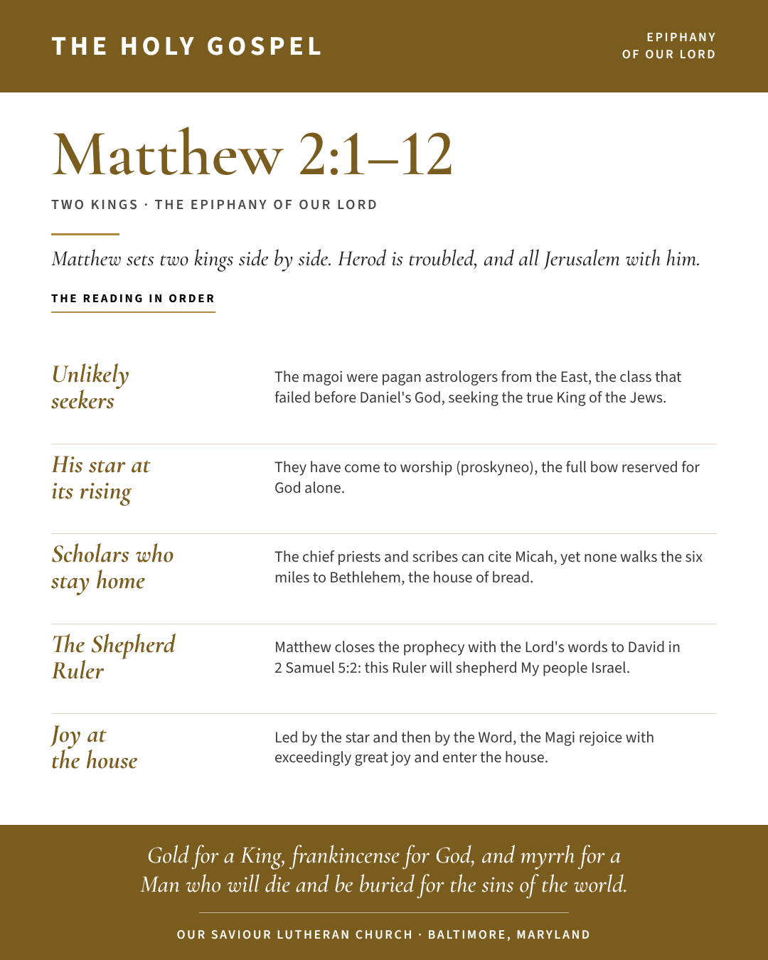 The Holy Gospel for The Epiphany of Our Lord: Matthew 2:1–12
