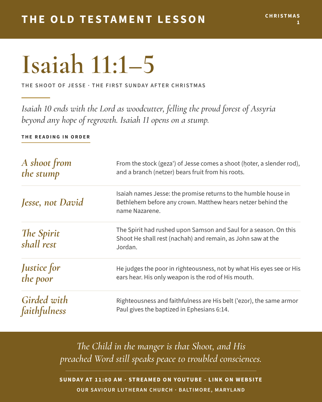 The Old Testament for First Sunday after Christmas: Isaiah 11:1–5
