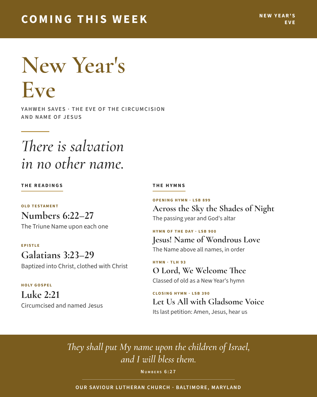 Coming this Sunday: New Year’s Eve