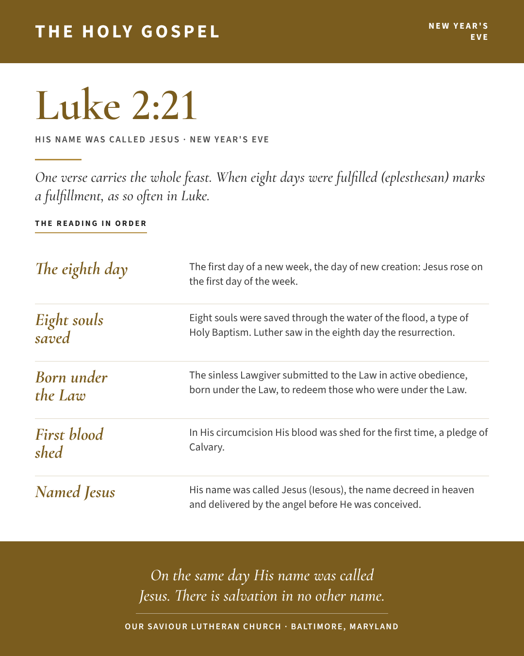 The Holy Gospel for New Year’s Eve: Luke 2:21