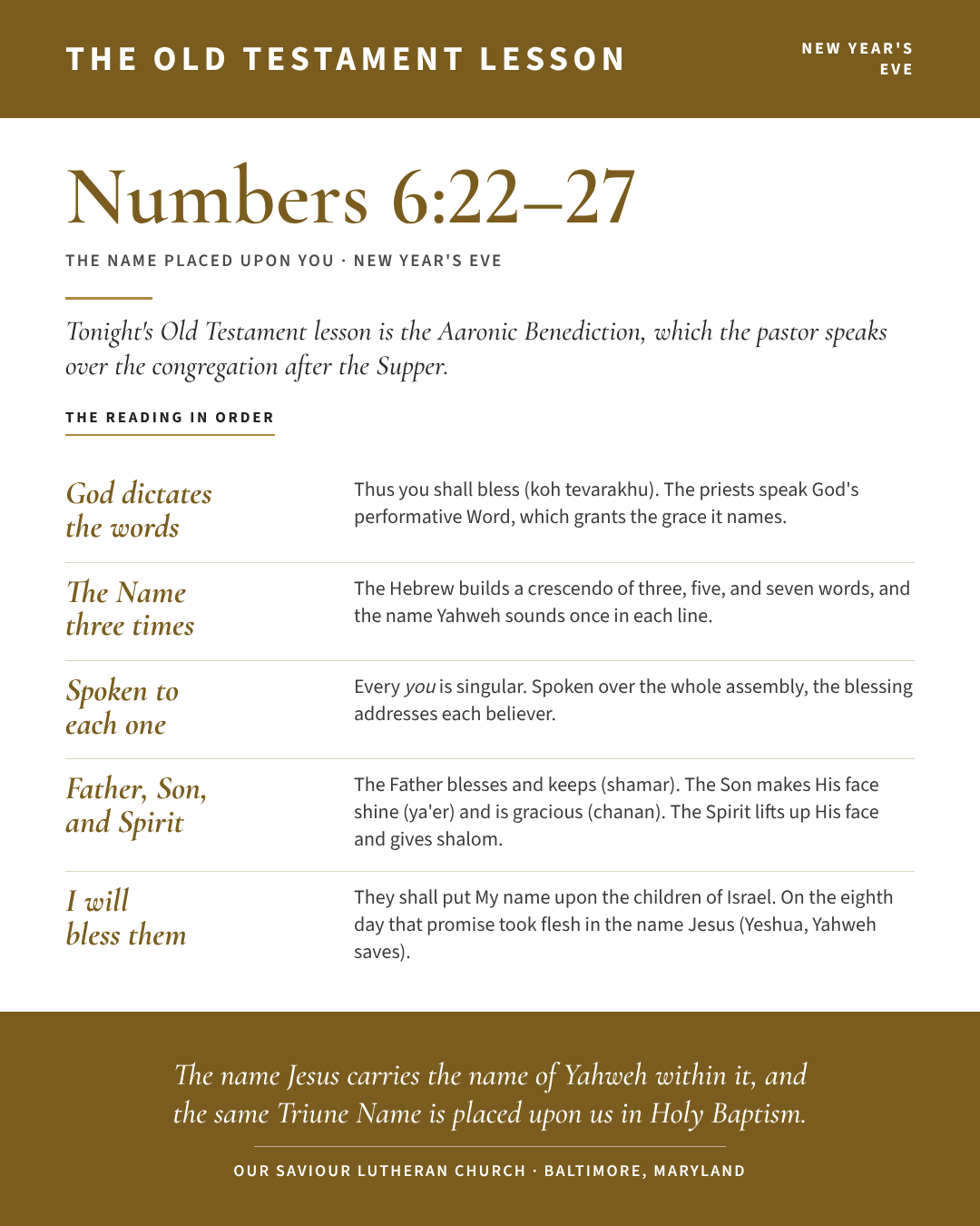 The Old Testament for New Year’s Eve: Numbers 6:22–27